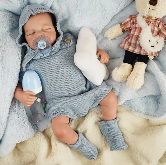 Archie – 43 cm realistische Reborn babypop jongen met zacht stoffen lichaam