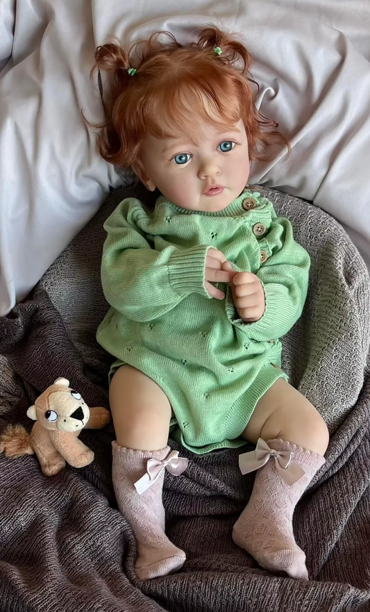 Ayana – 60 cm Reborn babypop meisje met geworteld rood haar – jouw levensechte knuffelvriendin