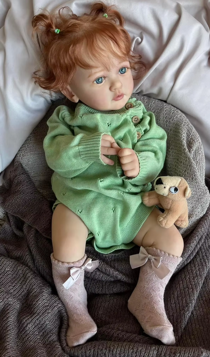 Ayana – 60 cm Reborn babypop meisje met geworteld rood haar – jouw levensechte knuffelvriendin
