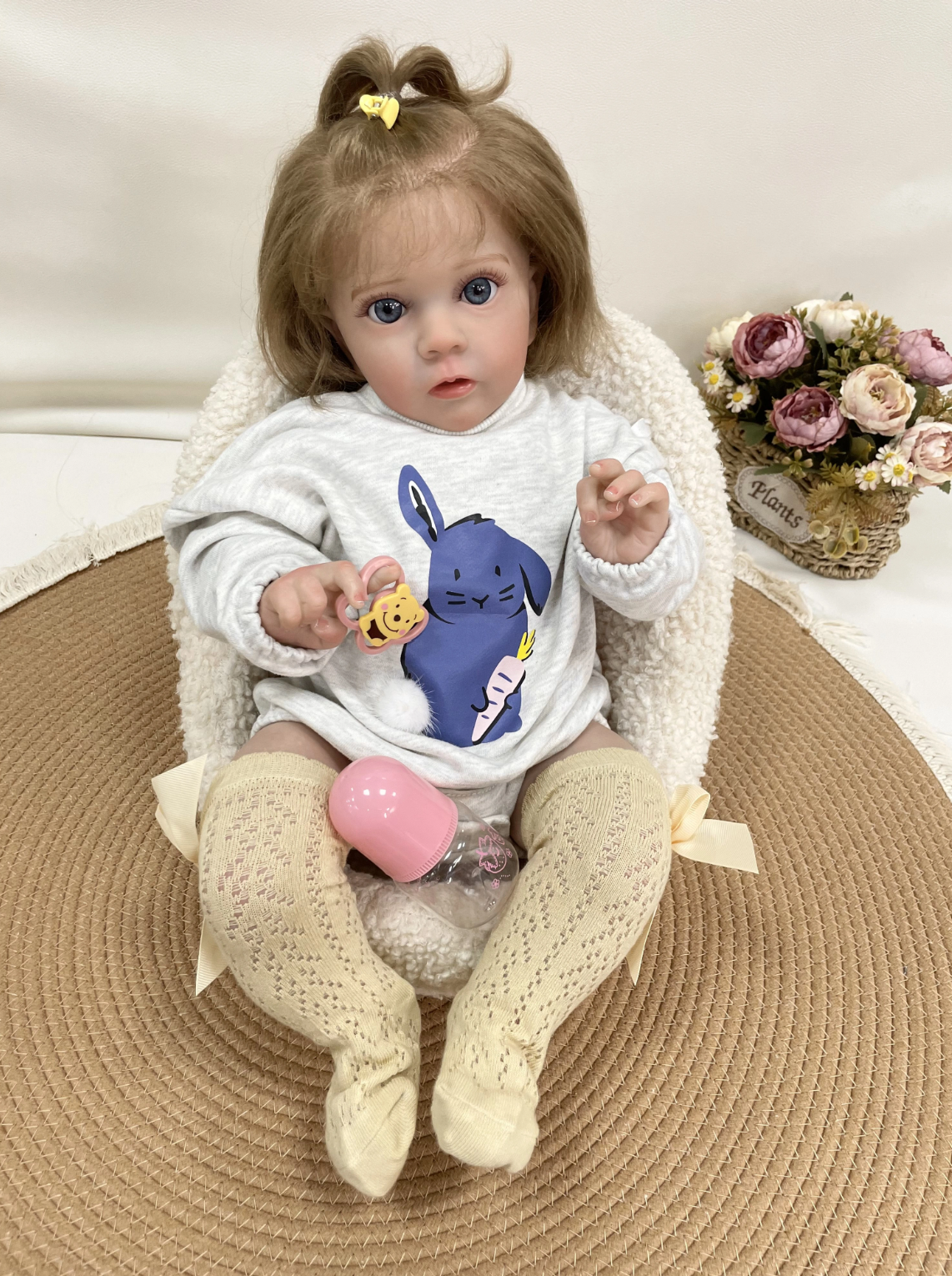 Clara – 60 cm zacht siliconen Reborn babypop met 3D-handbeschildering en ingeplant haar