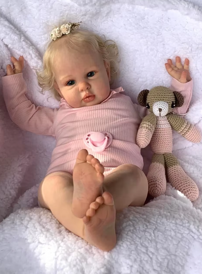 Ellie – 60 cm Reborn babypop meisje met handgeworteld haar – jouw knuffelvriendin in Nederland