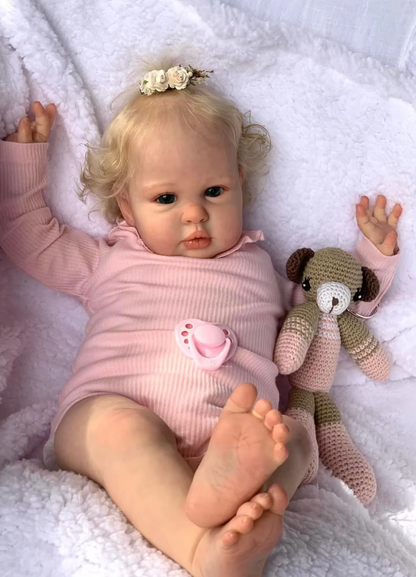 Ellie – 60 cm Reborn babypop meisje met handgeworteld haar – jouw knuffelvriendin in Nederland