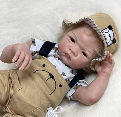 Charlie – 55 cm levensechte Reborn babypop met ingeplant blond haar