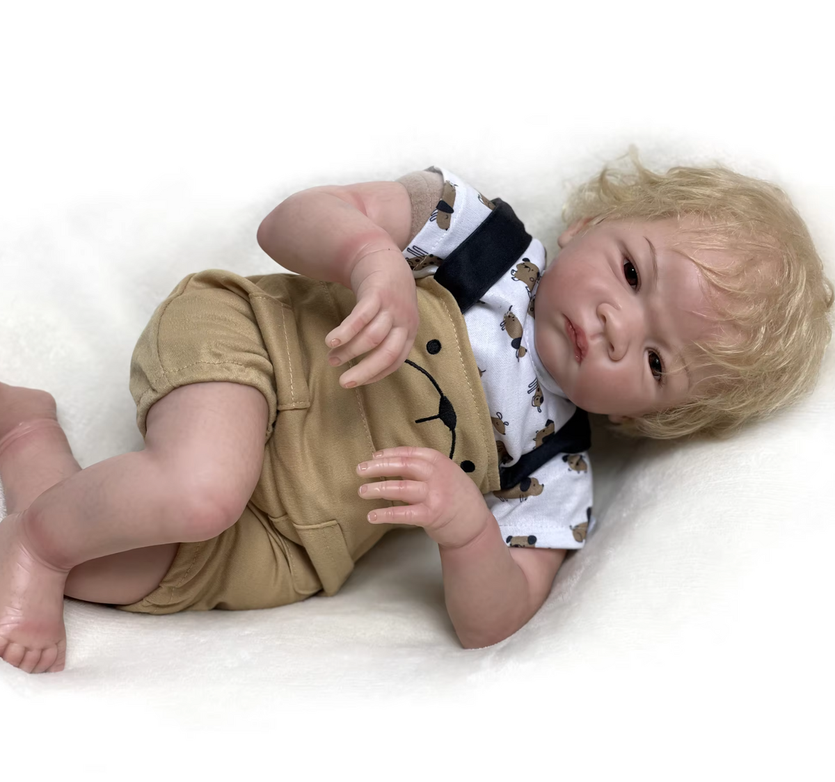 Charlie – 55 cm levensechte Reborn babypop met ingeplant blond haar