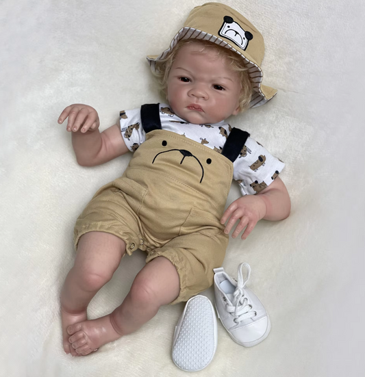 Charlie – 55 cm levensechte Reborn babypop met ingeplant blond haar