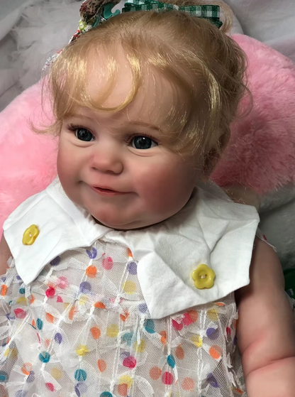 „Charlotte" – 60 cm siliconen Reborn babypop met blonde krullen & 3D-huidstructuur – artistiek meesterwerk