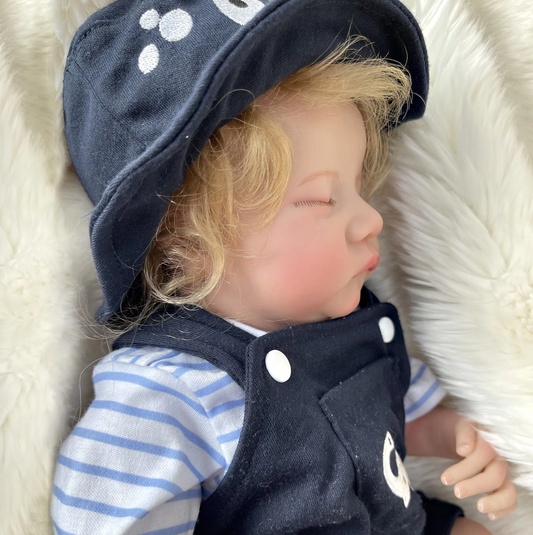 Finley – 41 cm siliconen Reborn babypop jongen met realistische 3D-handgeschilderde details